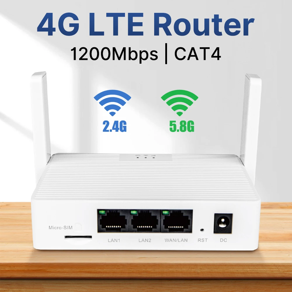 1200Mbps 4G LTE Router SIM Card Wireless WiFi Repeater 1/2 x 10/100M WAN/LAN Amplifier Mesh Signal Extender Router Access Point