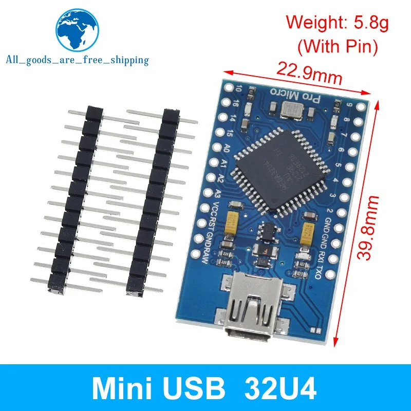 Imagem -06 - Tzt Micro Mini Tipo-c Usb Atmega32u4 Módulo 5v 16mhz Placa para Arduino Atmega32u4-au mu Controlador Pro-micro Substituir Pro Mini