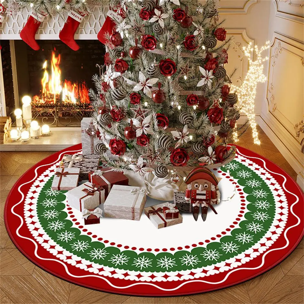 

Christmas New Year Festive Christmas Carpet Round Old Man Elk Floor Mats Bedroom Bome Decor Footrests Runner Rug