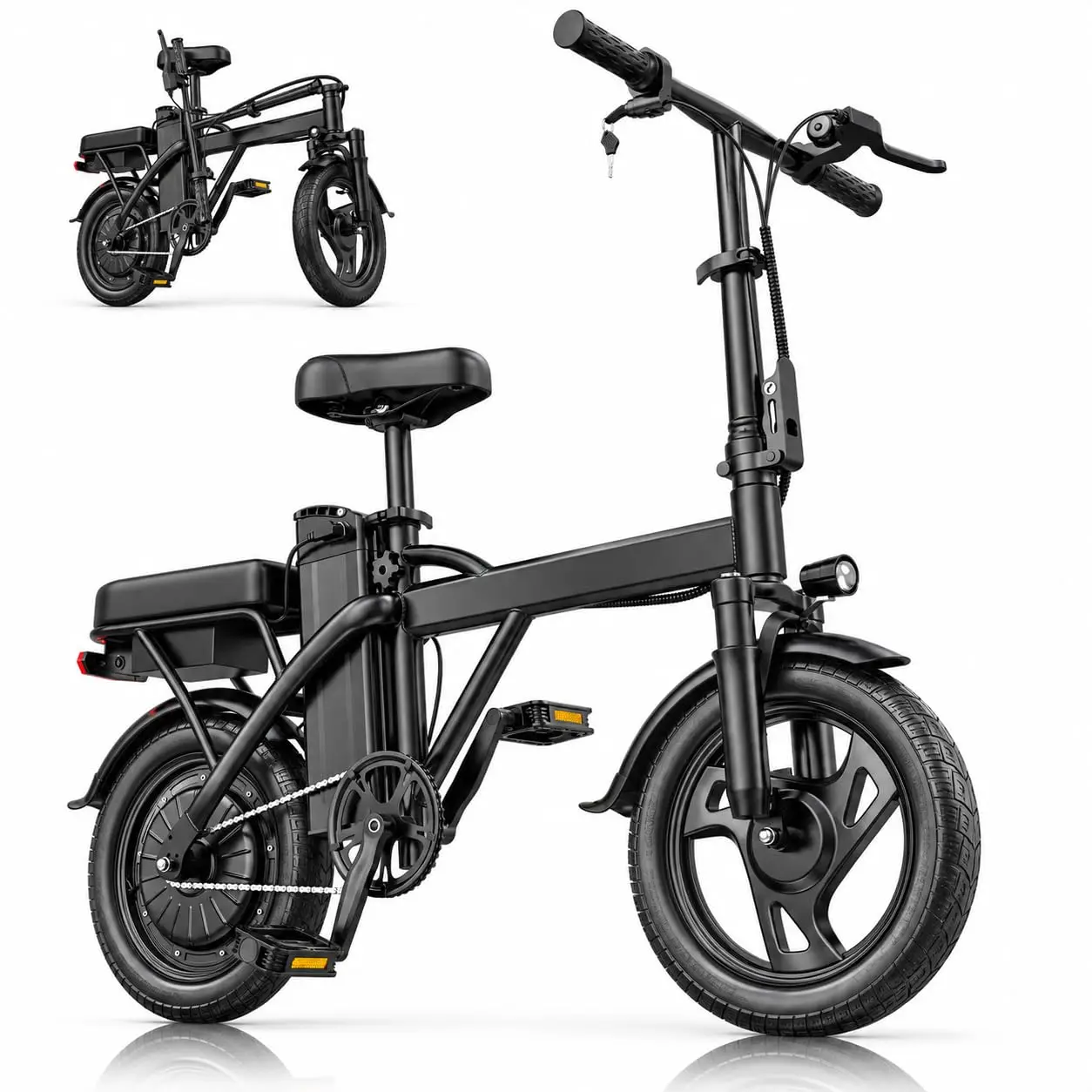 Folding Electric Bike 500W 14 Inch 48V Adults Commuter Ebike, Customized