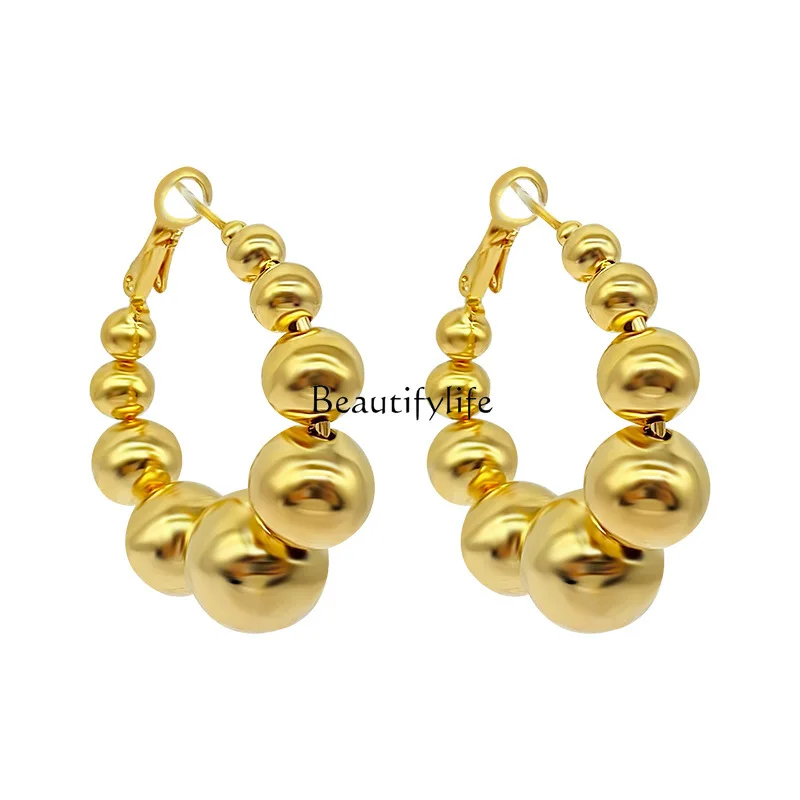 

Ball earrings show off individual metal wind temperament atmospheric earrings