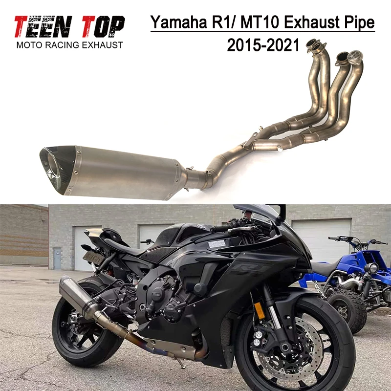 

For Yamaha YZF-R1 MT10 R1 MT10 Exhaust Pipe Titanium Alloy 60.5mm Motorcycle Muffler Front Link Tube 2015 16 17 18 19 20 2021