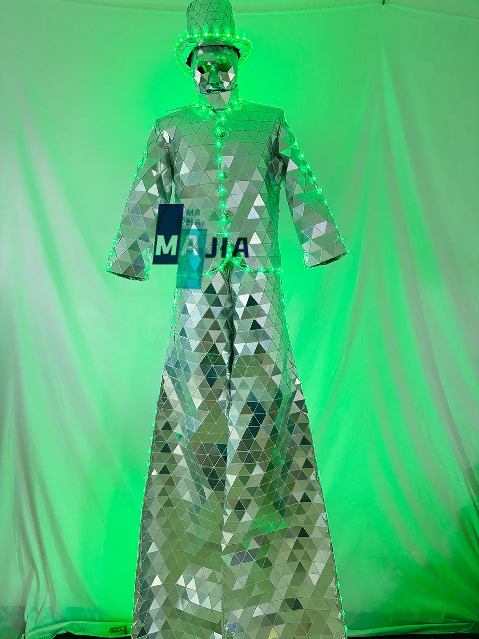 نمط جديد ركائز ووكر مرآة زي الرجال لأداء DJ تأثيري امرأة تظهر الرقص حفلة كرنفال هالوين حفلة عيد الميلاد