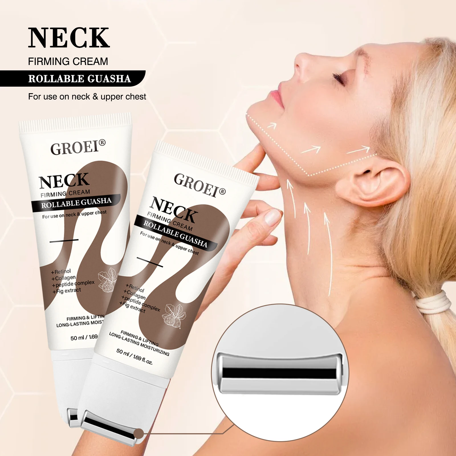 

Neck Firming Roller Cream,Lifts Dilutes Neck Lines, Deeply Nourishes, Easily Absorbed, Massages And Soothes Neck Beauty Care