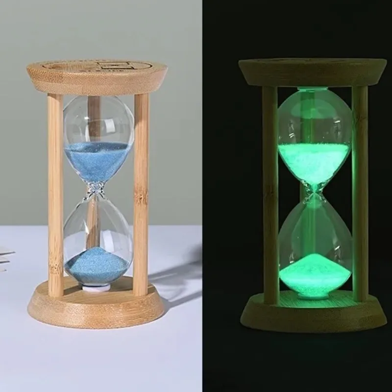 Noctilucence Bamboo Glow Sand Hourglass 1 To 30 Minute Timer For Home Bedroom Table And Nightstand Decor For Teens And Kids