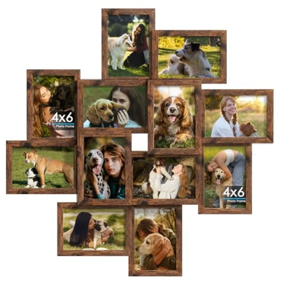 

4x6 Collage Picture Frames 12-Pack Solid Wood Photo Frame Picture Frames Collage Wall Decor Set with Glass Front Assembly Requi