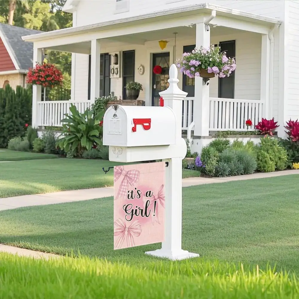 It's a Girl boy Garden Flag, Birth Announcement Yard Sign for Outside, Cute Baby Shower Gifts, Baby Shower Reveal Decor, ZZM