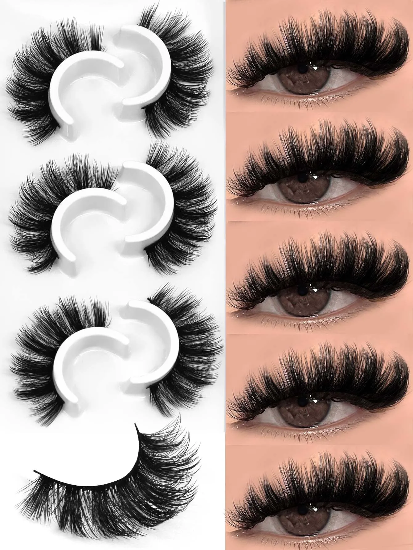 Veltrinay Faux cils 3D vison cils doux Faux cils naturel épais Faux vison cils Extension maquillage