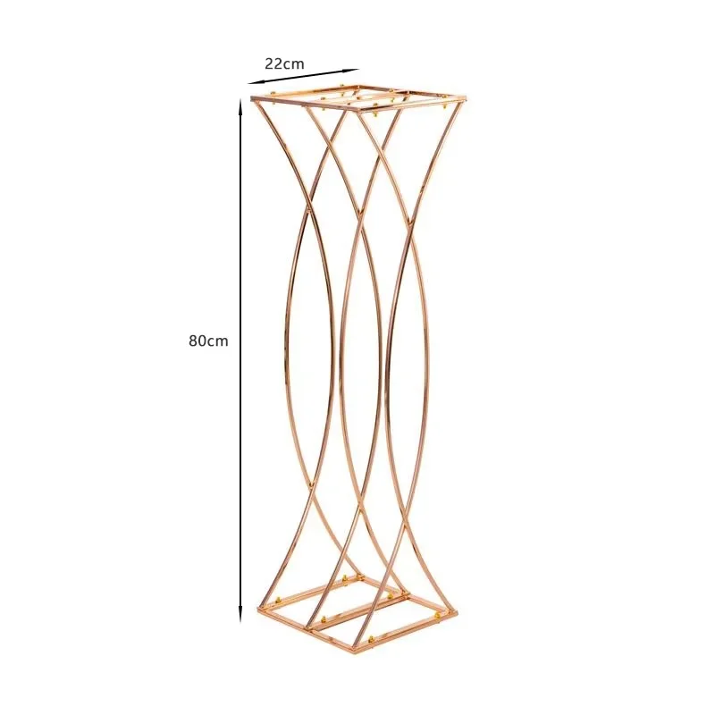 4-10 Stück romantische 80 cm abnehmbare goldene Hochzeitsblumenständer, einfacher Gang, zentraler Metall-Dekorationsrahmen, für Veranstaltungen und Zeremonien – Detail 1