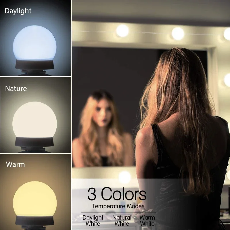 LED Light Makeup Mirror Bulbs Vanity Lights USB 12V Bathroom Dressing Table Lighting Dimmable LED Vanity Light For Mirror Light