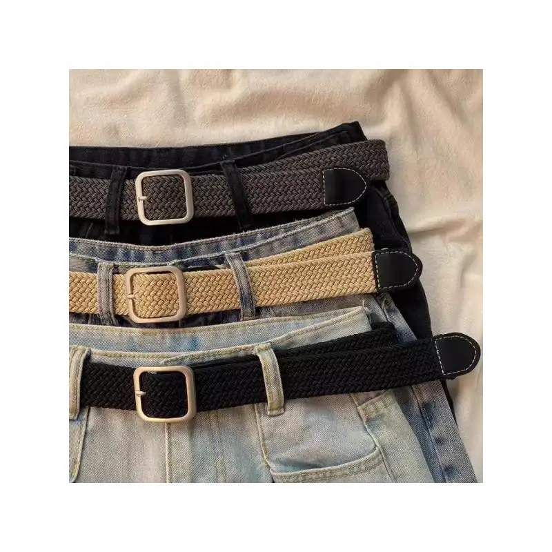 2pcs Length 103cm  Super Cheap Women Belt Non Porous Woven New Arrival Jeans Pin Buckle Men Trendy Style Young Nylon