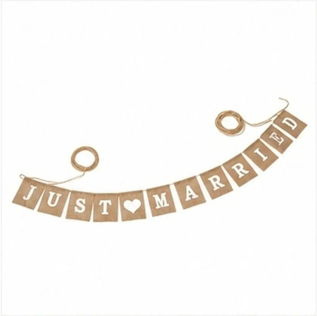4M Just Married Mr Mrs Burlap Wedding Bunting Banner Garland Decoration for Wedding Reception Bridal Shower Engagement Party