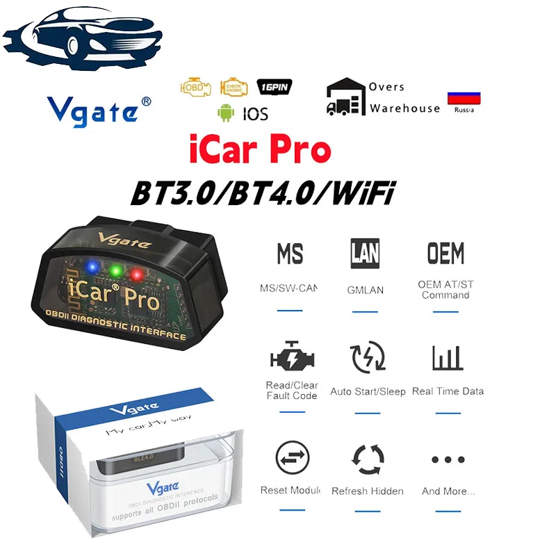 Vgate iCar Pro OBD2 elm 327 Bluetooth 4.0 car diagnostic obd 2 scanner wifi ELM327 V2.2 for IOS/Android ODB2 Scan Auto Tool