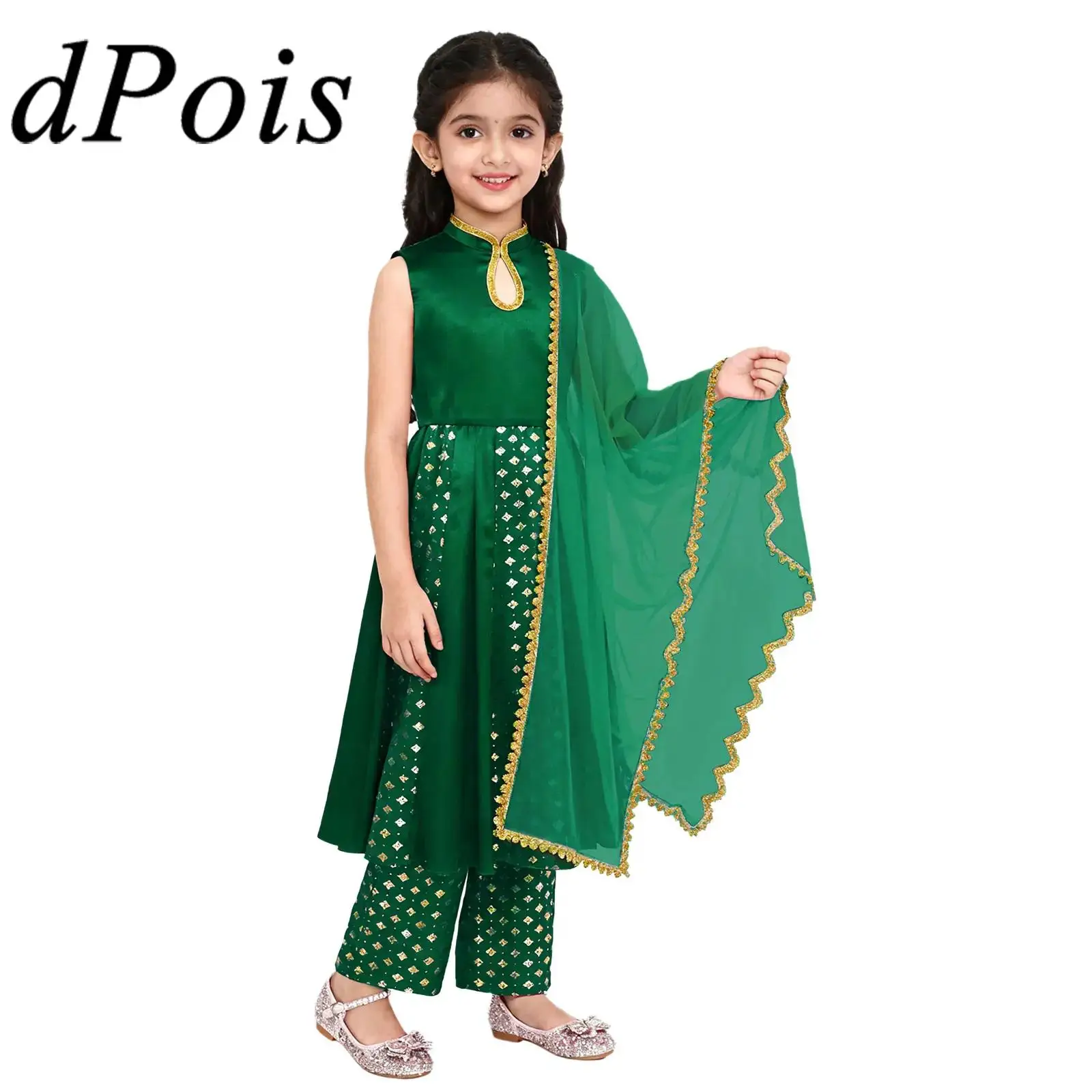 Girls Girls Indian Festival Costumes Oriental Belly Dance Clothing Traditional Ethnic Outfit Salwar Suit Dress Pants Tulle Scarf - Aliexpress Deal