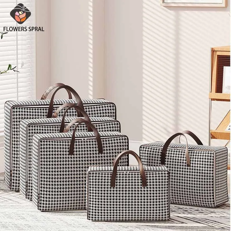 

Foldable Thousand Bird Grid Storage Bag - Moisture resistant Storage Bag for Bedroom Clothes and Blankets