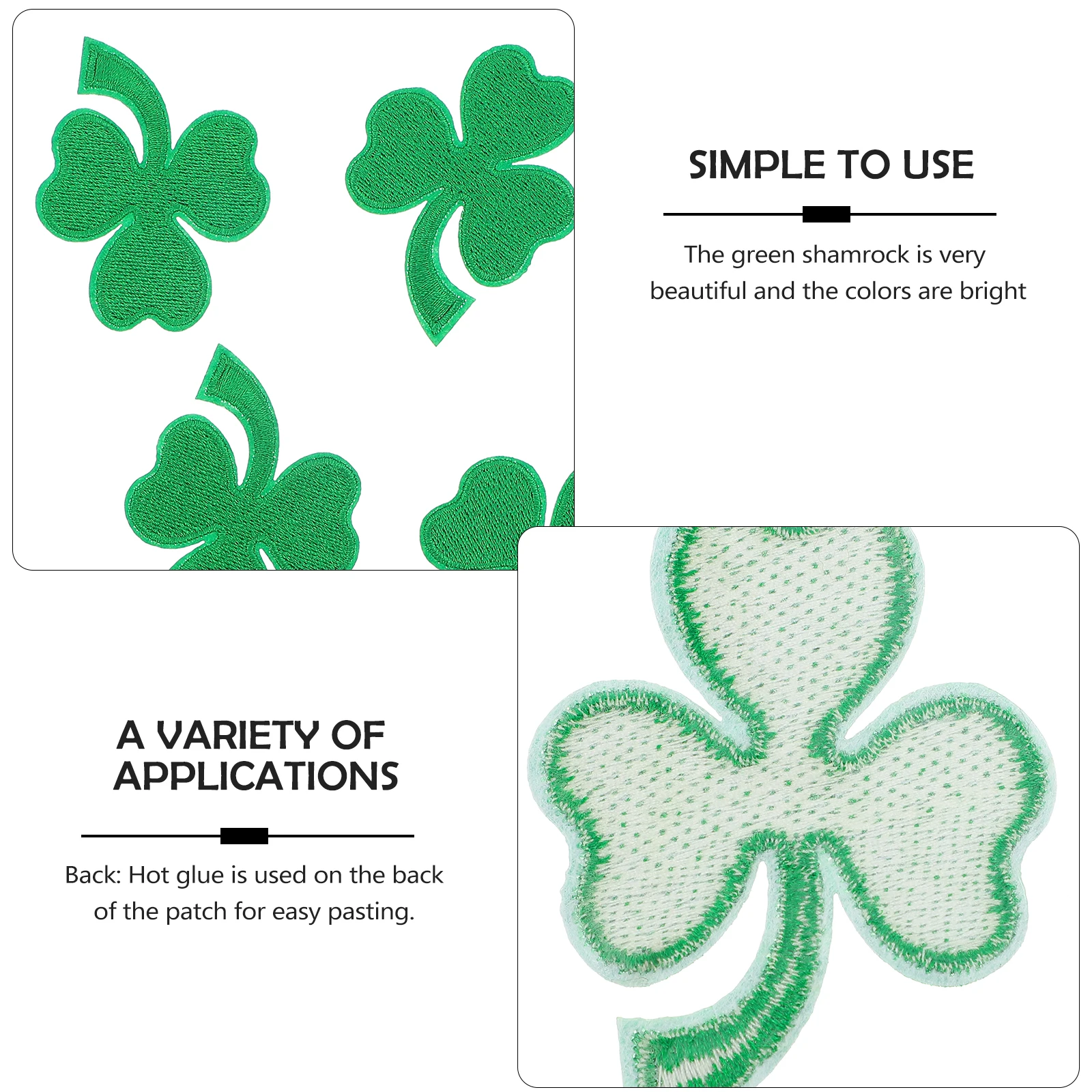 

St Patricks Day Embroidered Patches DIY Decorative Appliques Clothing Accessories Shamrocks Patch Elastic Band