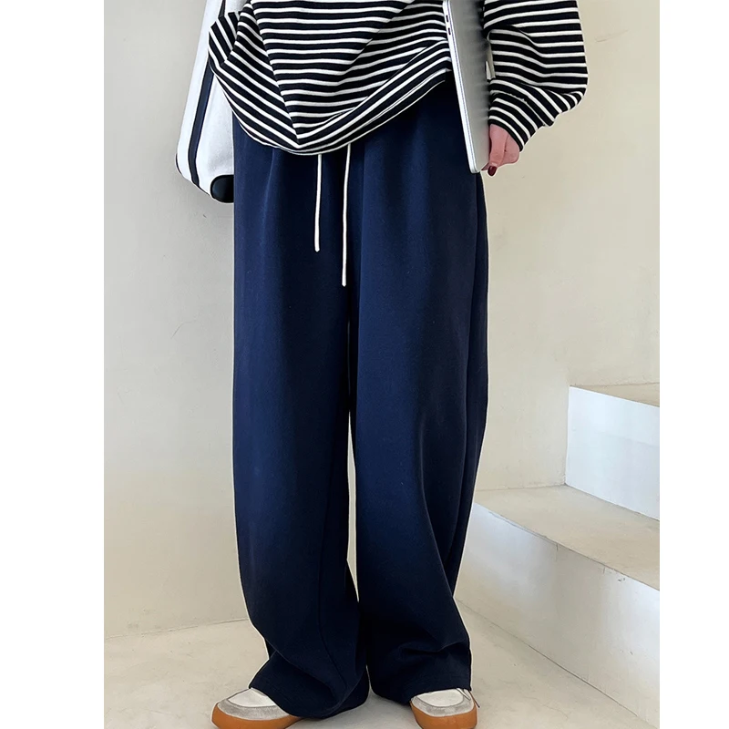 2024 Women Autumn Long Straight Pants High Waist Cotton Pants Stretch Waist Fashion Clothes White Pants Female Long Trousers