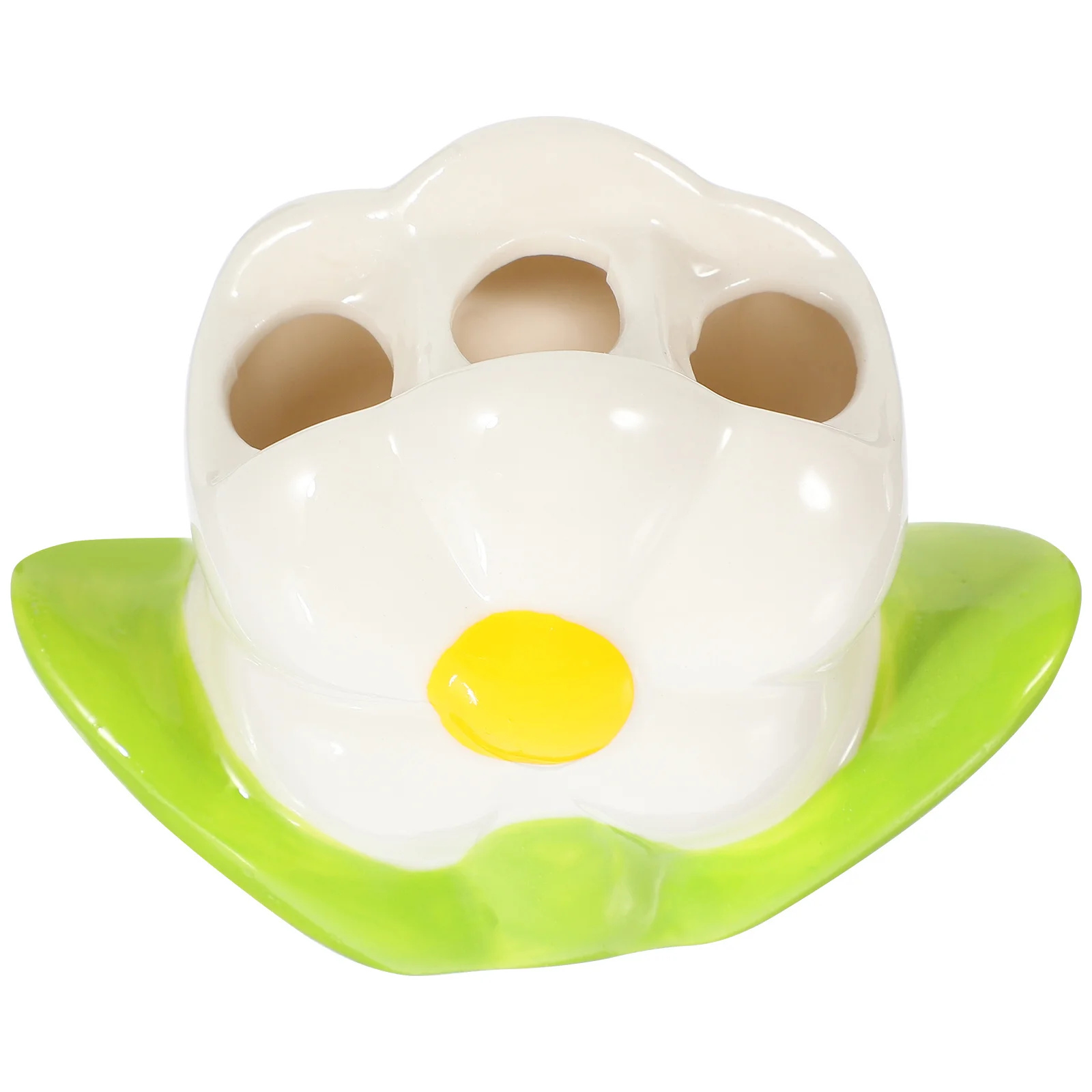 

Ceramic Flower Shape Toothbrush Holder Pen Stand Stable Base Multifunctional Desktop Organizer Pen Holder for Office Bathroom