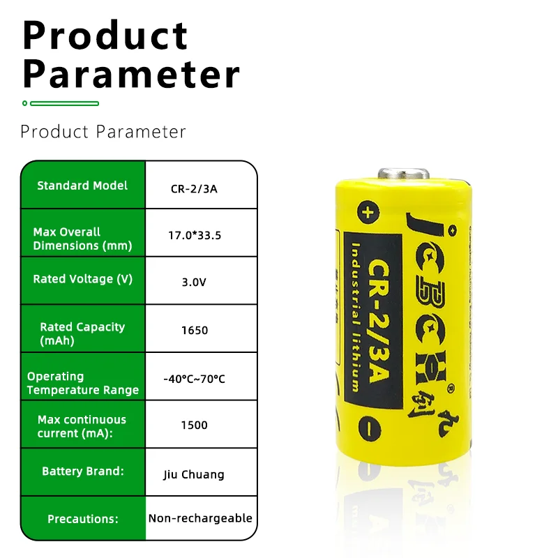 JCBCH CR-2/3A Lithium battery 3.0V CNC machine tool machining center driver intelligent robot programming controller
