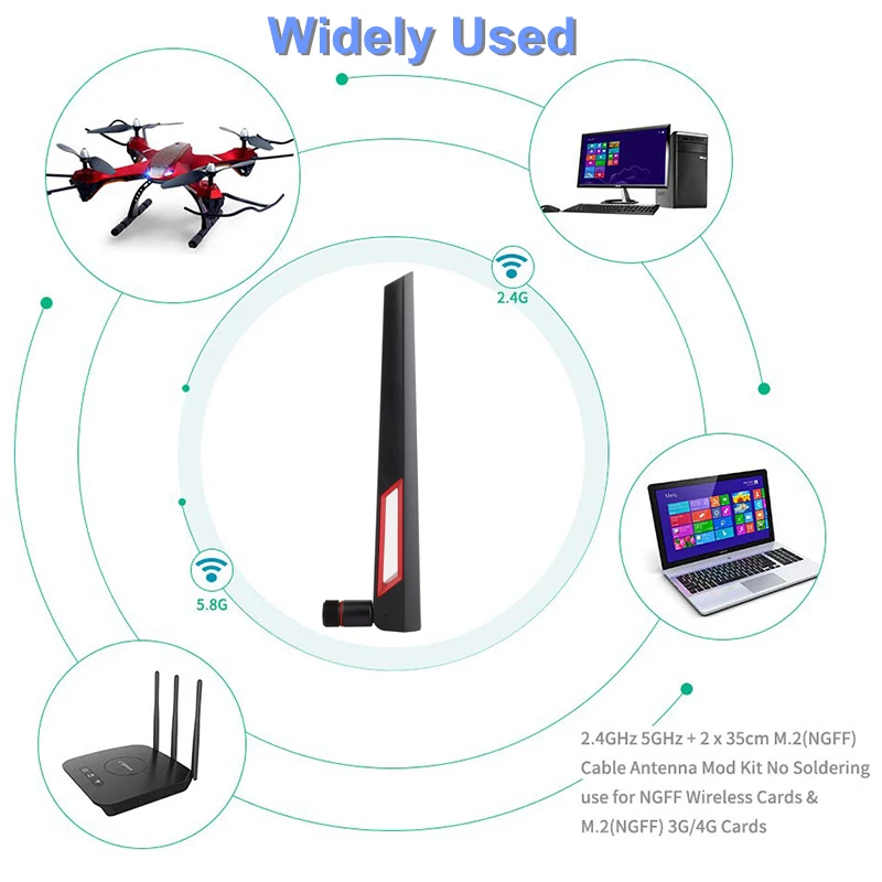 1 قطعة 10dBi SMA ذكر RP-SMA ذكر ثنائي النطاق 2.4 جرام/5 جيجا هرتز مكاسب عالية واي فاي هوائيات ل ASUS AC88U AC87U مكبر للصوت الداعم ل M.2 بطاقة