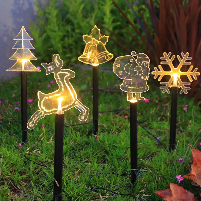 Christmas Limited LED Solar Stake Lights 5Pcs – Outdoor Waterproof Garden Lawn Patio Holiday Party Decoration
