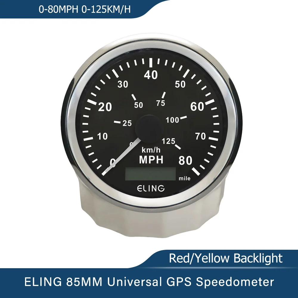 

ELING 85mm GPS Speedometer Odometer 0-40MPH 80MPH 0-160MPH with Total Mileage Adjustable with Backlight for Car Trucks Boats