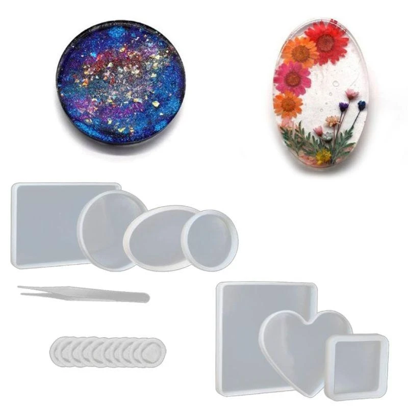 HX6F Silicone Jewelry Tray Epoxy Resin Casting Mould Glass Teapot Mat Tray Molds