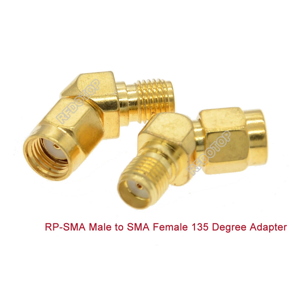 100PCS RP-SMA Male Plug to SMA Female Jack 135 Degree Connector for Wifi Raido Antenna SMA-K to RPSMA-K 45Degree RF Coax Adapter