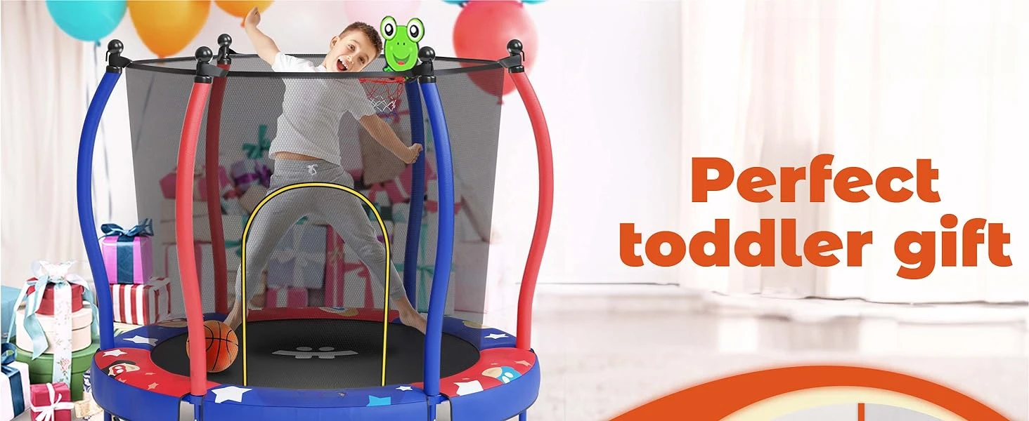Description Picture 6 of item55” Toddler Trampoline Indoor & Outdoor Playset Ages 1-6, 5FT Kids Trampoline, Ultra Safe Mini Trampoline for Kids