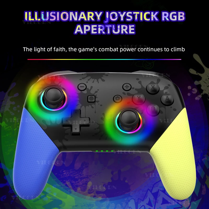 Switch Pro Game Controller PC Gamepad For NS Switch/Oled/iOS/Android/Steam Gaming Joystick With RGB 6-Axis Dual Motors