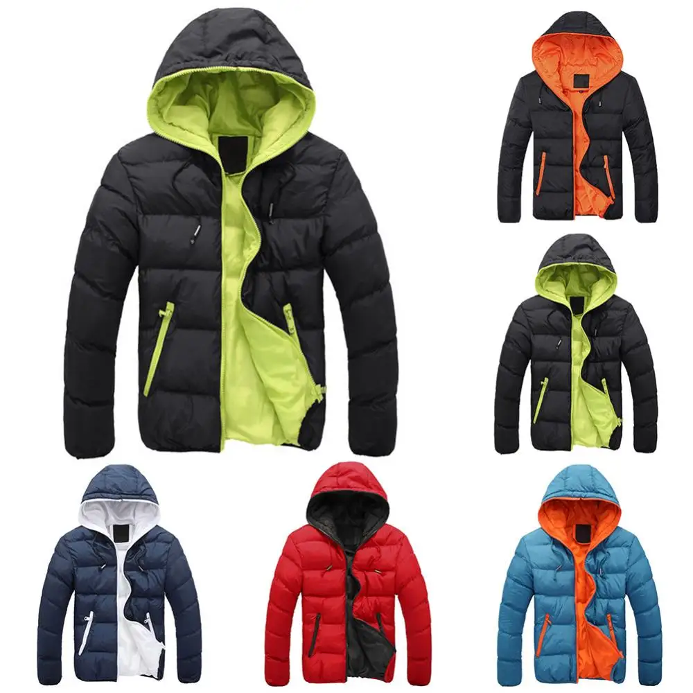 2024 Men\'s Casual Jacket Cotton Parka Coat Autumn Winter Thin Hooded Cotton Padded Jacket Windproof Outdoor Travel Outwear