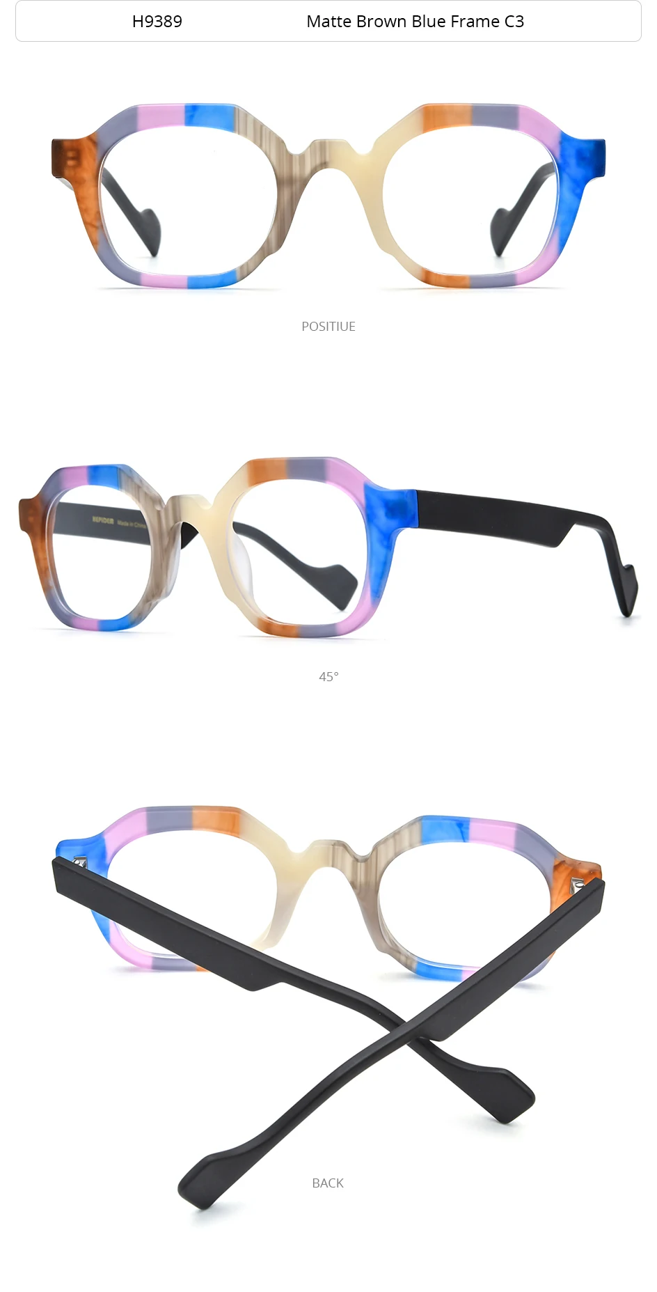 HEPIDEM Acetat Brille Männer Marke Designer Oversize Große Größe Brillen Rahmen Japanische Handgemachte Brille Männer Dicke Brillen 9374 – Detail 9