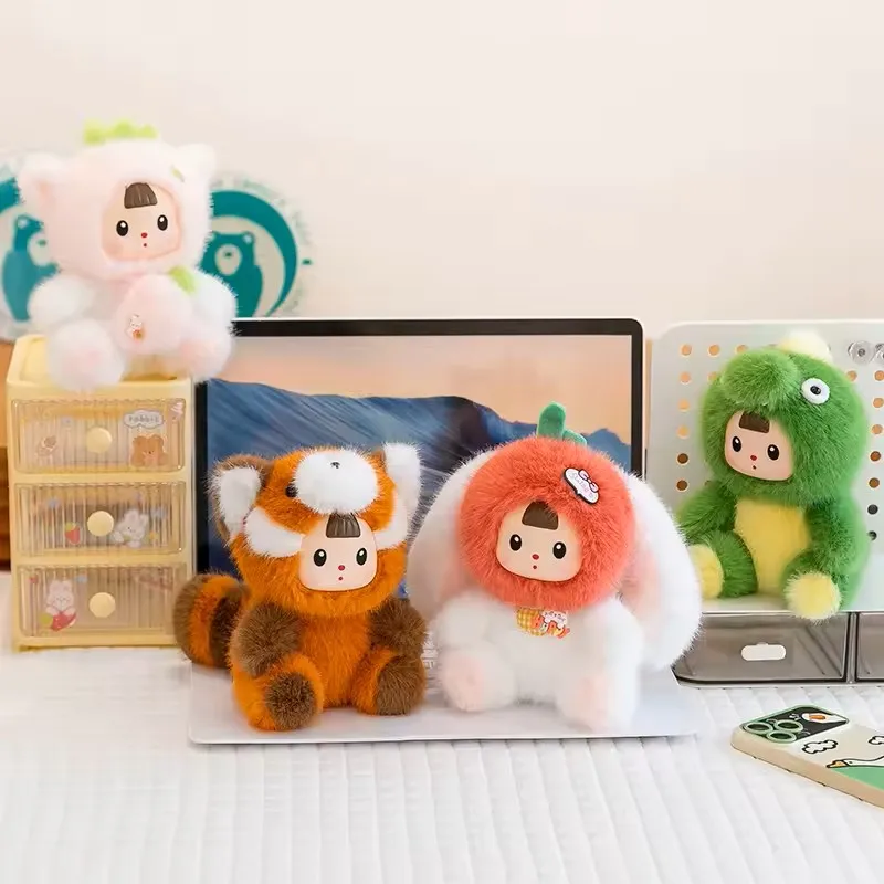 17 cm süße kreative Dinosaurier Plüschtier kleine Dinosaurier Waschbär Katze Kaninchen Urbanvinyl Puppe Tier Erdbeere Katze Puppe Kinder Geschenke