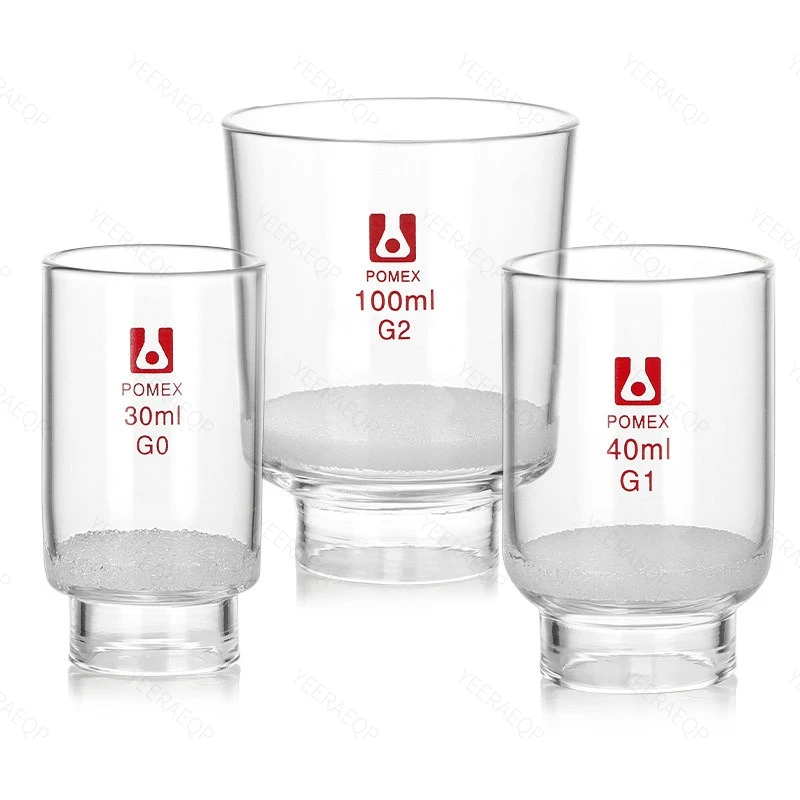 Glass Sand Core Funnel Crucible, Vertical Melting Crucible, Laboratory Crucible Filter, 3.3 Borosilicate Glass, 30/40/60/100ml
