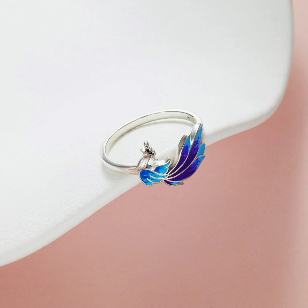 925 Sterling Silver Blue Phoenix Ring Hypoallergenic Ring Holiday Blessing Everyday Outfits Jewelry Gift For Women
