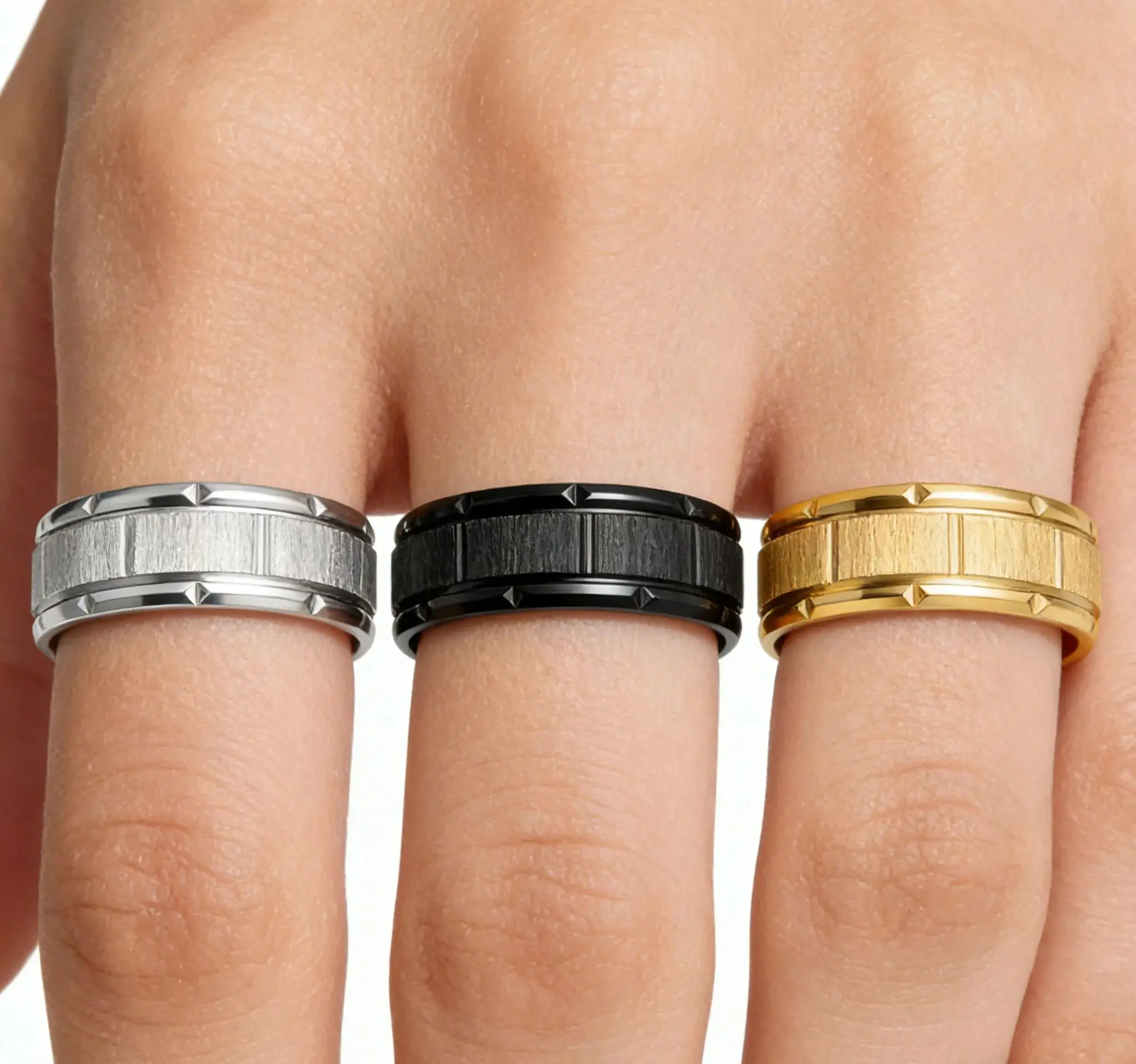 Hot Selling Trendy Titanium Ring For Women Men Simple Luck Jewelry Accessories Size 6-13