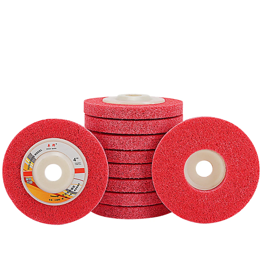2 stücke 100mm Nylon Faser Rad Schleifen Pad Winkel Grinder Vlies Schleif Disc Für Metalle Holz Handwerk Polieren Cheaning – Detail 11