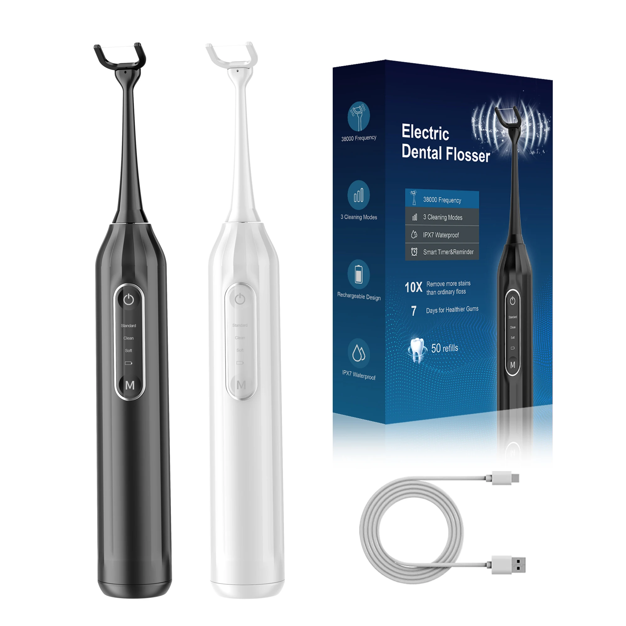 

Teeth Cleaner Dentals Floss Picks Clean Dentals Flossers Kit Electric Vibration Flosser Power Flosser for Adults Gum Stimulator