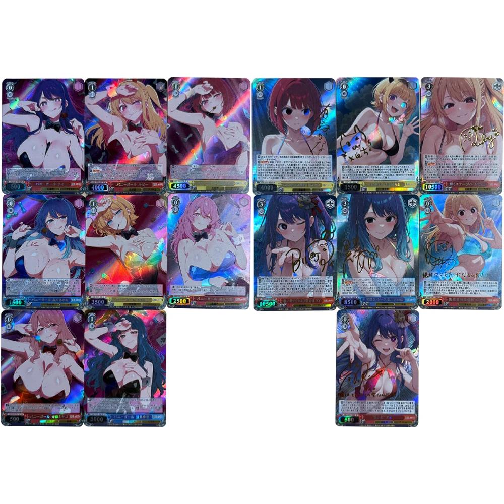 

Коллекционная карта Waifu, 8 шт./компл., аниме OSHI NO KO Hoshino Ai Hoshino Rubii, подпись, позолота, отраженная саржевая флэш-карта, подарки