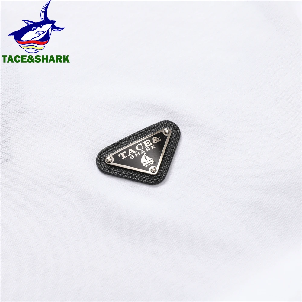 TACE&SHARK 2024 Summer Fashion T Shirts Casual Men Solid Color Tops Tees Black White O-Neck Tshirts