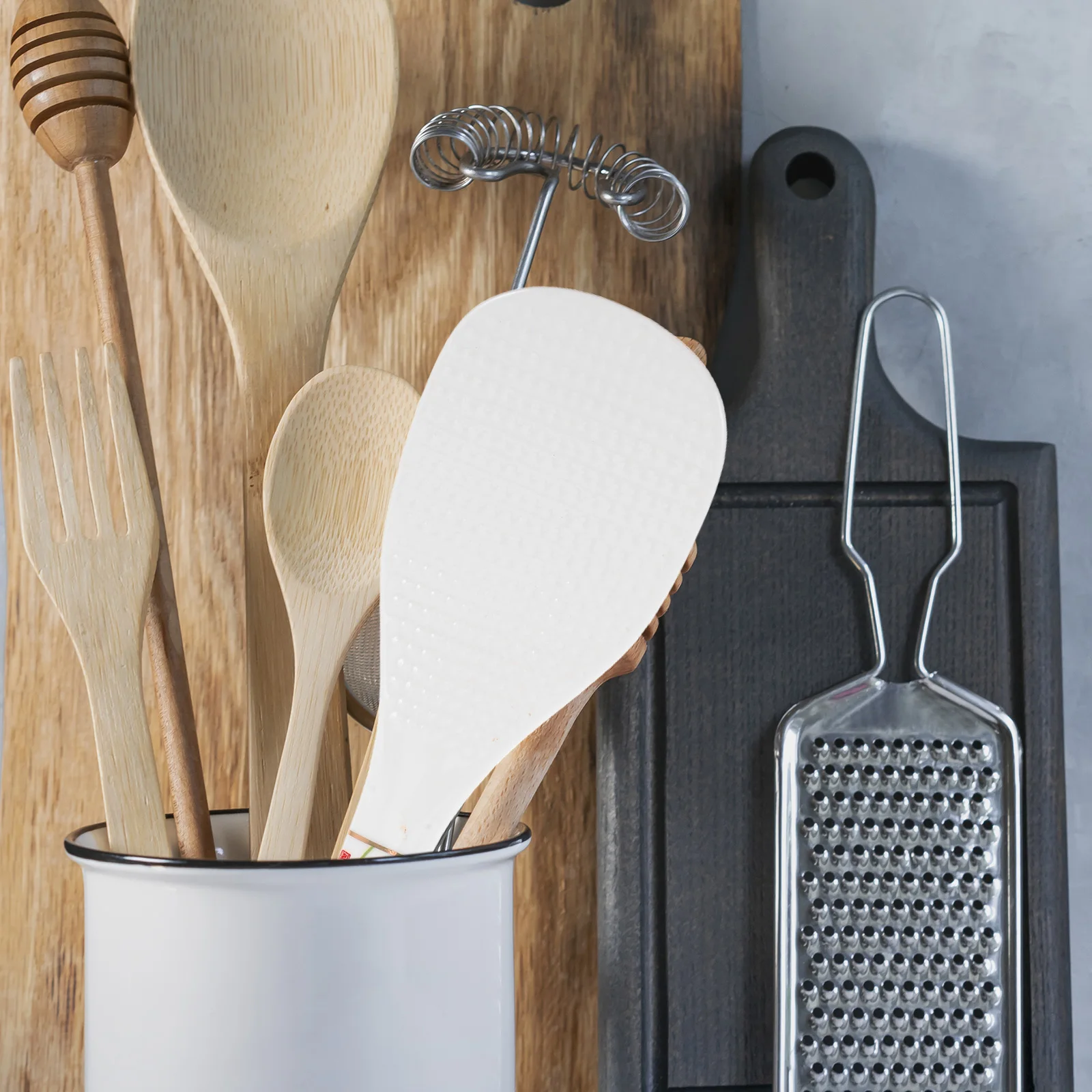 

2Pcs Heat Resistant Ceramic Rice Spoon Paddle Non Stick Rice Cooker Scoop Serving Kitchen Spoon Non-Stick Spoons