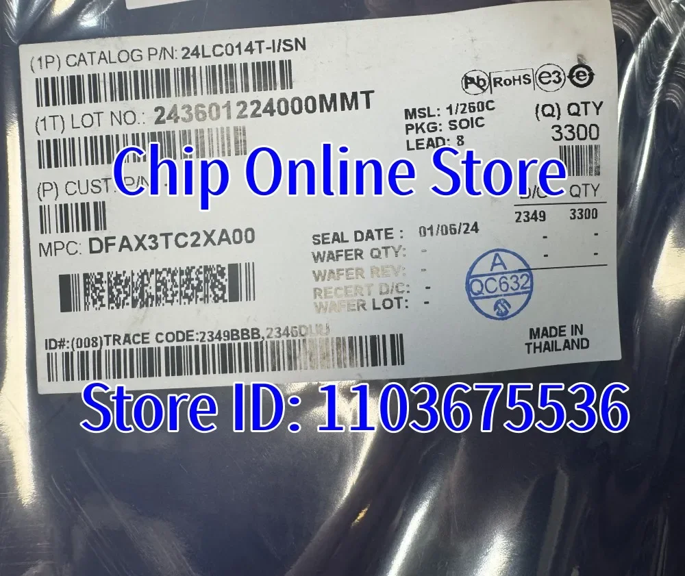5~100Pcs 24LC014-I/…