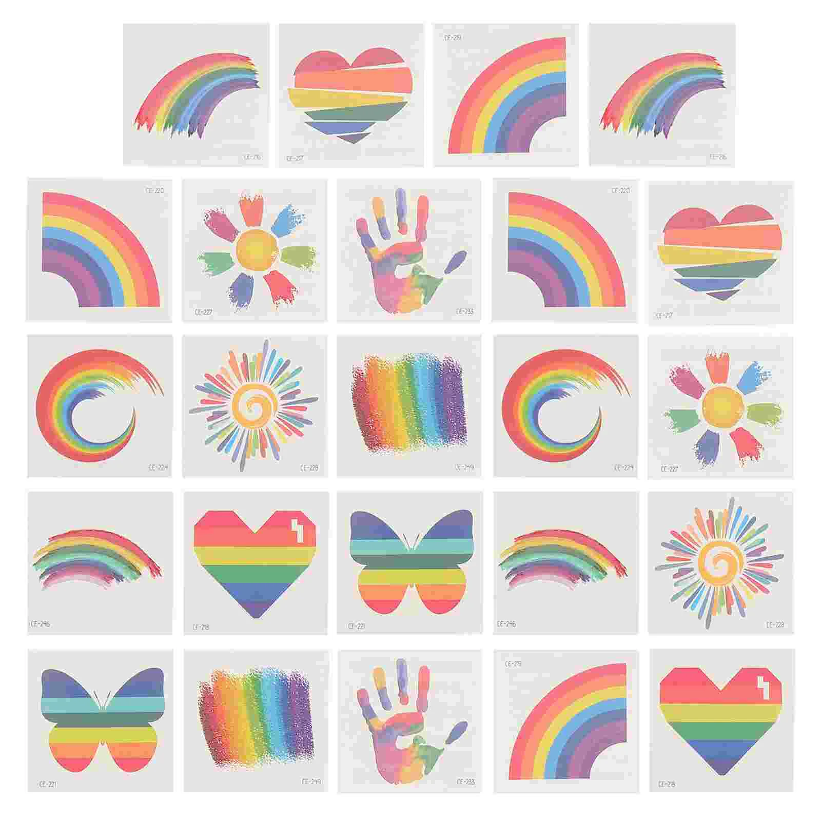 

24 Pcs Face Stickers Gay Pride Tattoos Hair The Party Rainbow Water Transfer Body Temporary Child Miss