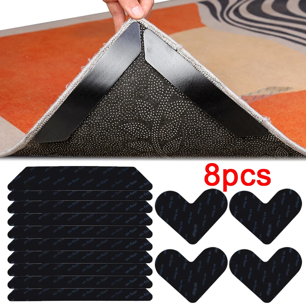 8/1Pcs Anti-Slip Carpet Sticker Self Adhesive Washable Rug Gripper Bath Mats Prevent Sliding Pads for Kitchen Bathroom Hallway