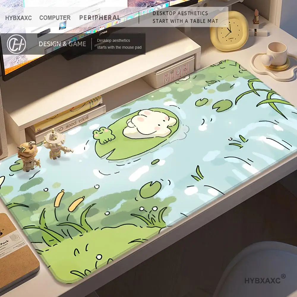 HYBXAXC Kawaii 900x400mm Soft Speed Mousepad Green Plant Bunny Bear Xxl tropical Deskmat Large xxl lo fi Gaming Mouse Pad Anime