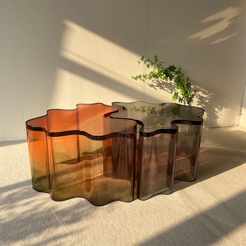 

Modern minimalist designer creative fashion imported resin living room combination coffee table light luxury coffee table