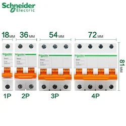 Schneider electric Mini Disjuntor Easy 9 EA9AN Miniature circuit breaker 1p 2p 3p 4p C type 6A 10A 16A 20A 25A 32A 50A 63A AC