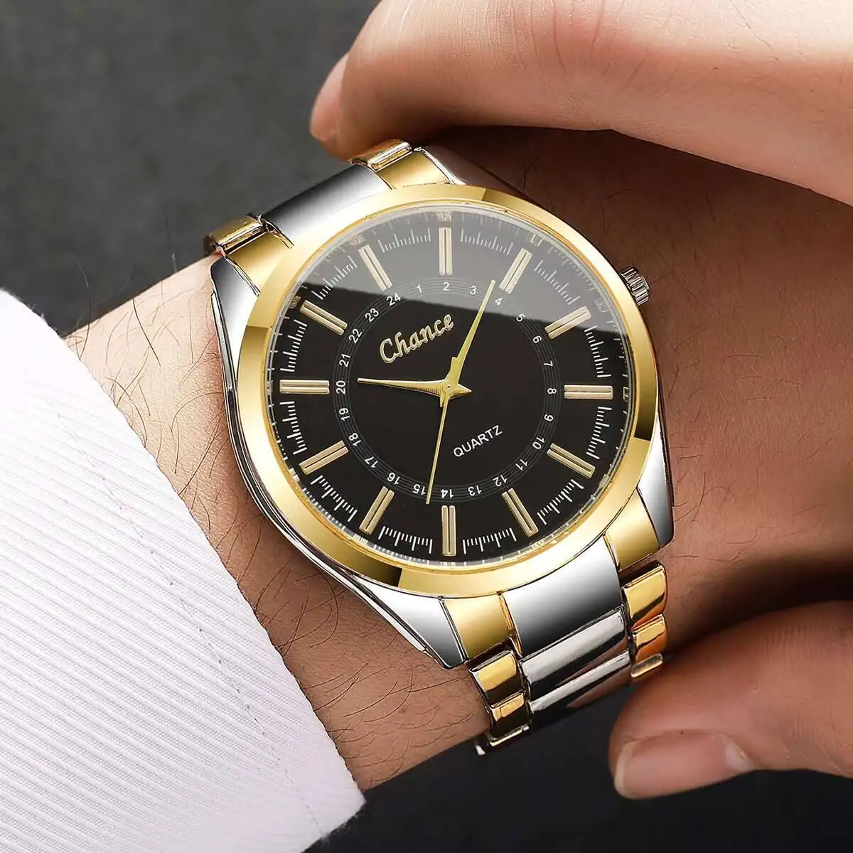 2PCS Fashion Couple Watches Luxury Men Business Watch Women Quartz Wristwatches Clock Gift（Without Box）