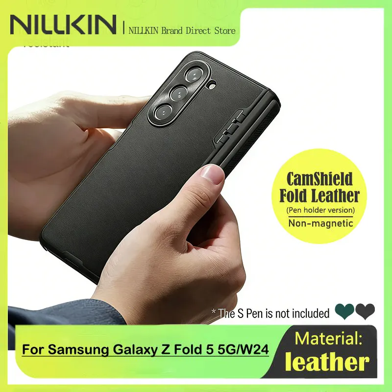 

NILLKIN CamShield Fold Leather Case for Samsung Galaxy Z Fold 5 5G, W24, Lens Protection BackCover, Kickstand, Bracket Version