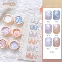 Eleanuos 6pcs/lot Thread Gel Nail Polish Pearl Varnish Semi-Permanent UV LED Gel Nail Art DIY Solid Gel Painting Gel Polish 8ML